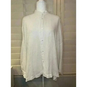 Eskandar Shirt Top Women's Size 1 Linen Lagenlook Oversize Boxy Button Up Long
